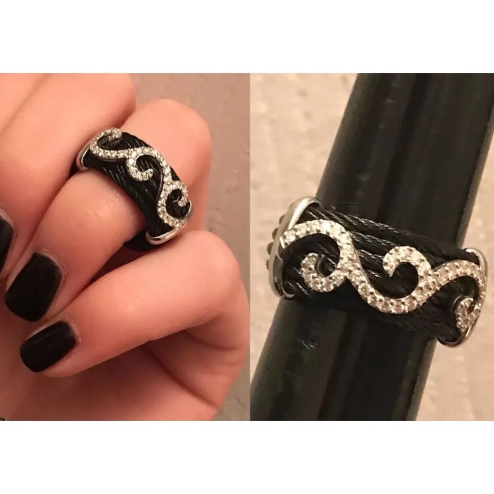 Alor Noir Cable 6 Row Ring